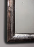 Late 19th Century French Silver Bistro Mirror over Black Bole Surface