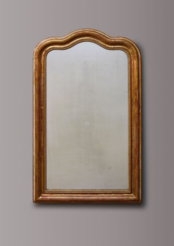 French Serpentine Topped Gilt Mirror