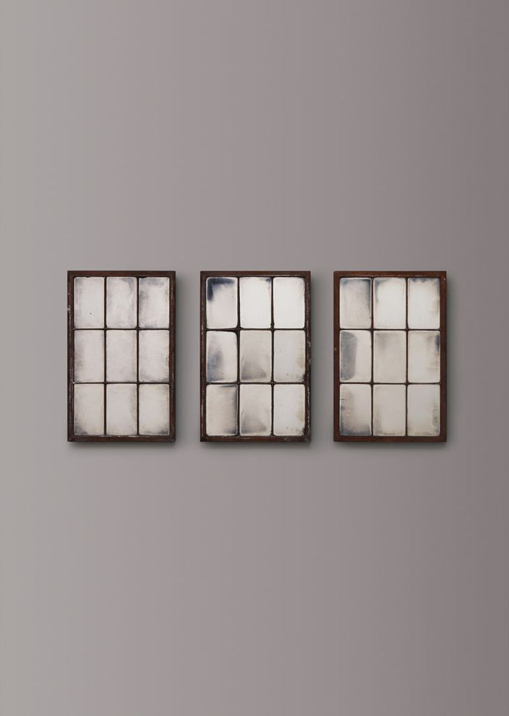 Triptych of Arts & Crafts Brass Window Mirrors